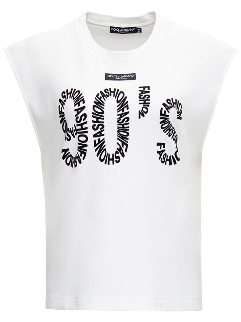 Dolce & Gabbana White Cotton T-shirt With 90's Front Print - White