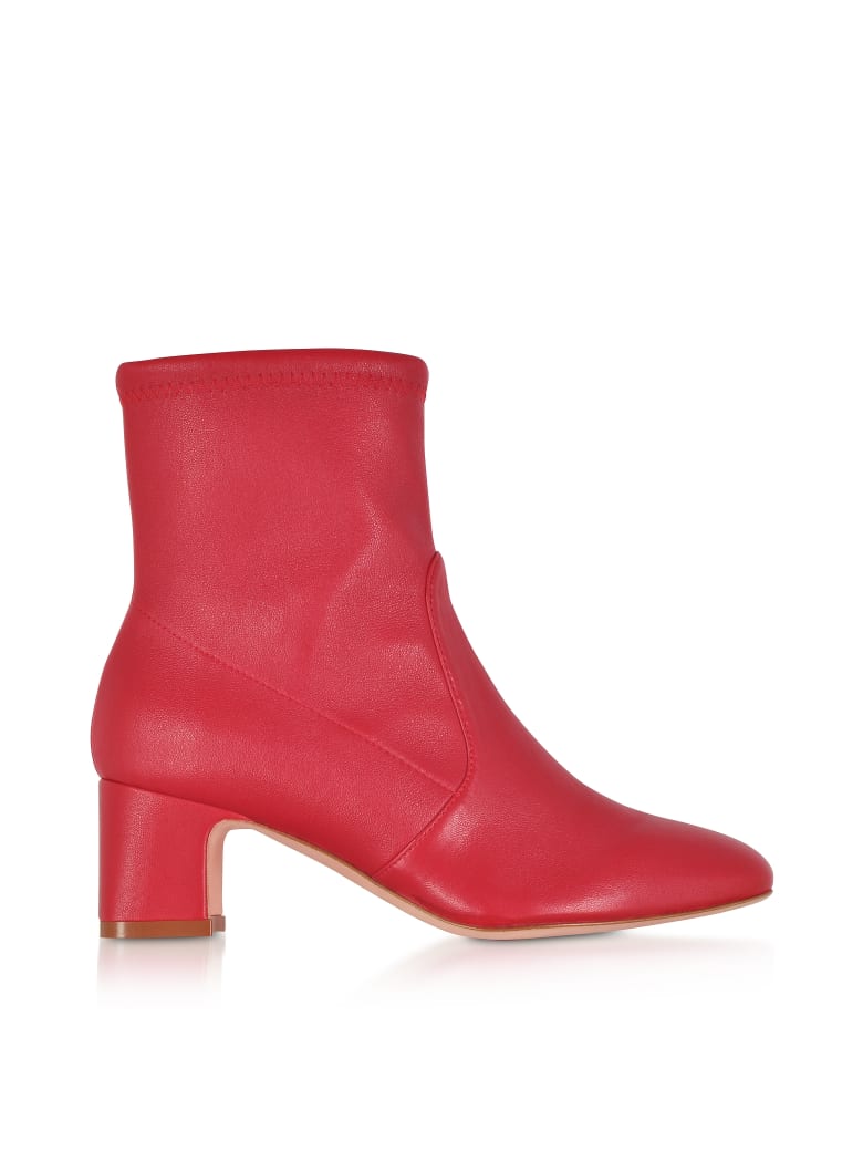 red stretch ankle boots