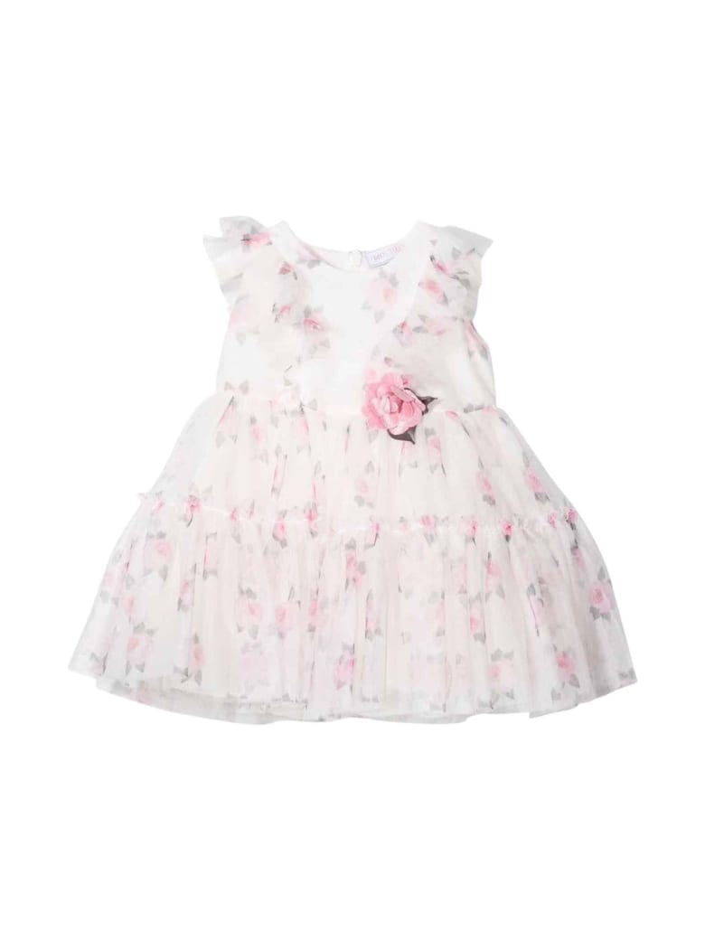 Monnalisa Newborn Floral Dress - Beige