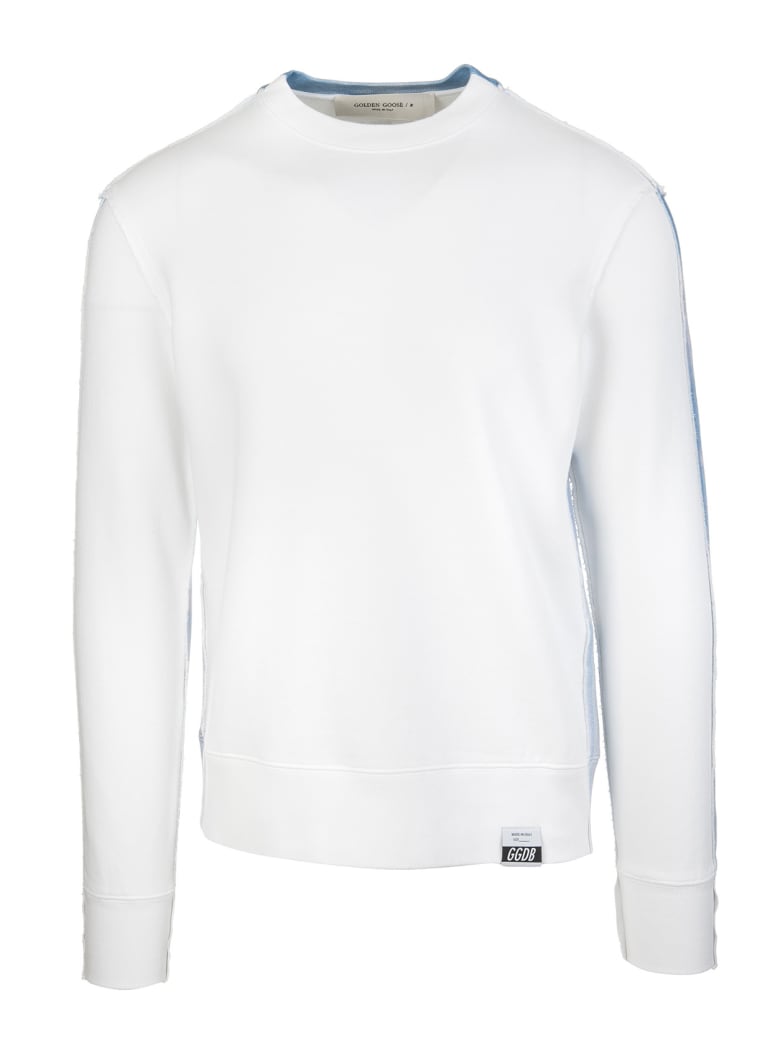Golden Goose White Man Archibald Sweatshirt - White/light blu