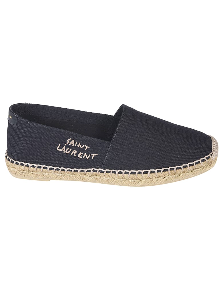 Saint Laurent Embroidered Logo Espadrillas - Black