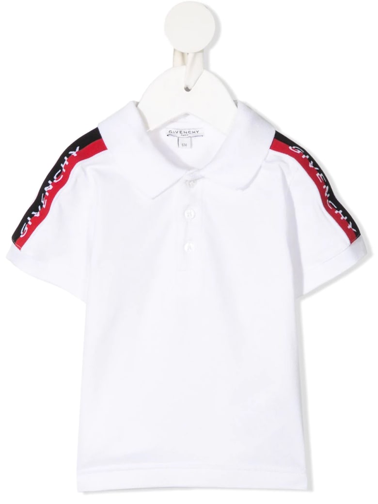 Givenchy Newborn White Polo Shirt With Givenchy Ribbons - Bianco
