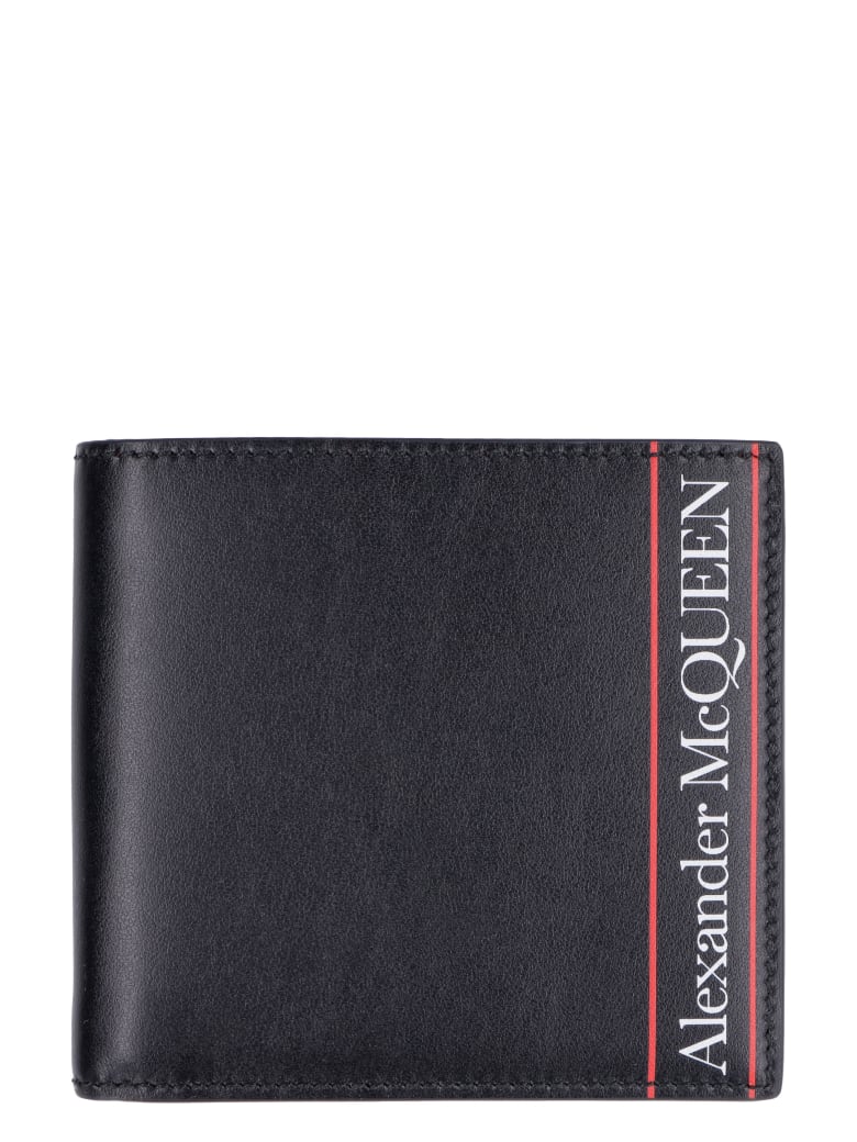 Alexander McQueen Leather Flap-over Wallet - Black/red