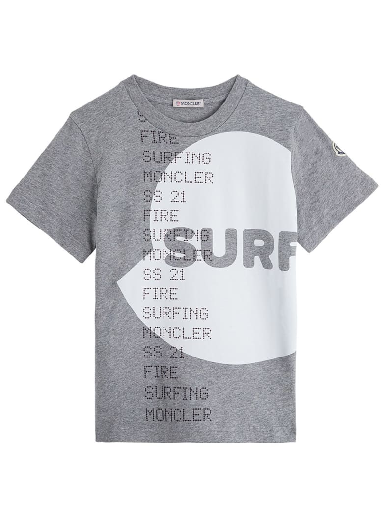 Moncler Gray Jersey T-shirt With Print - Grey
