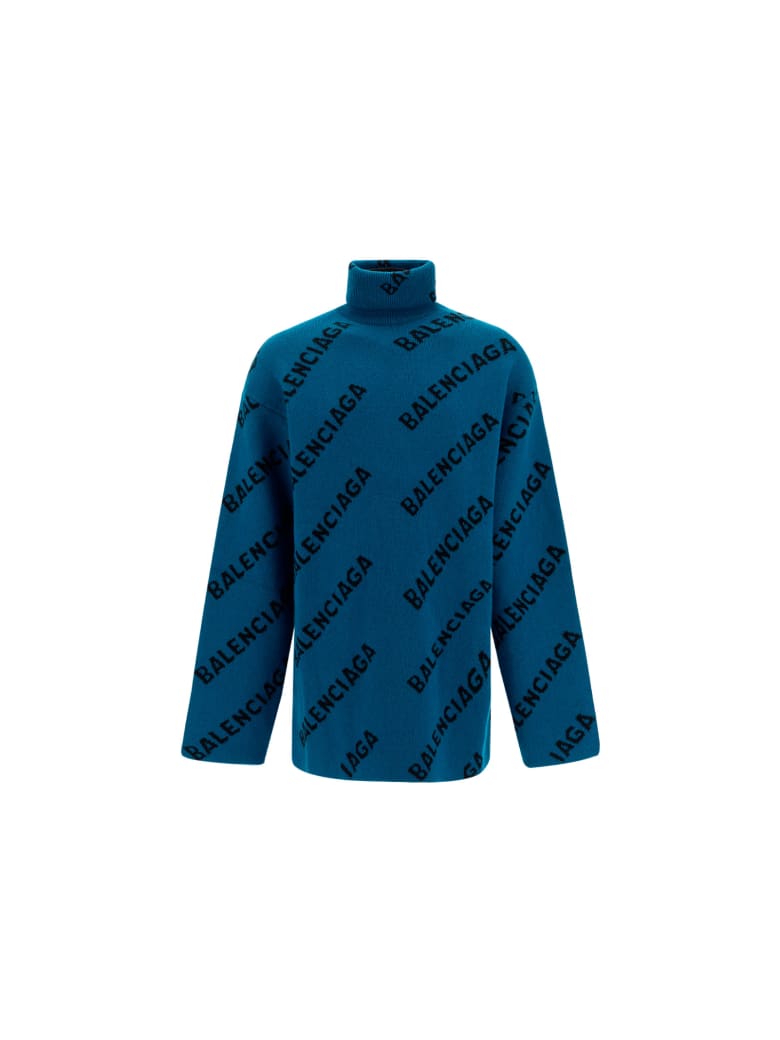 Balenciaga Turteneck Sweater - Petrol blue/black