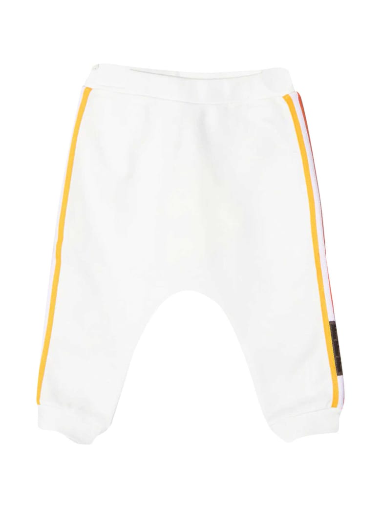 Fendi White Trousers With Side Multicolor Bands - Bianco/rosa