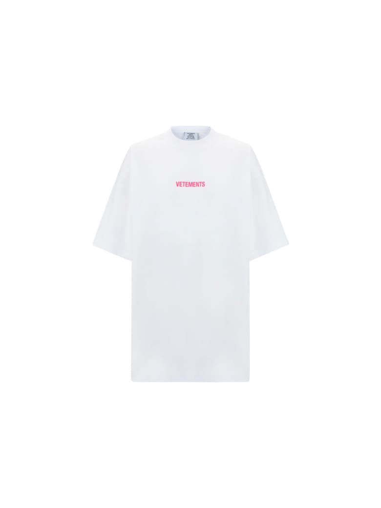 VETEMENTS T-shirt - White/hot pink