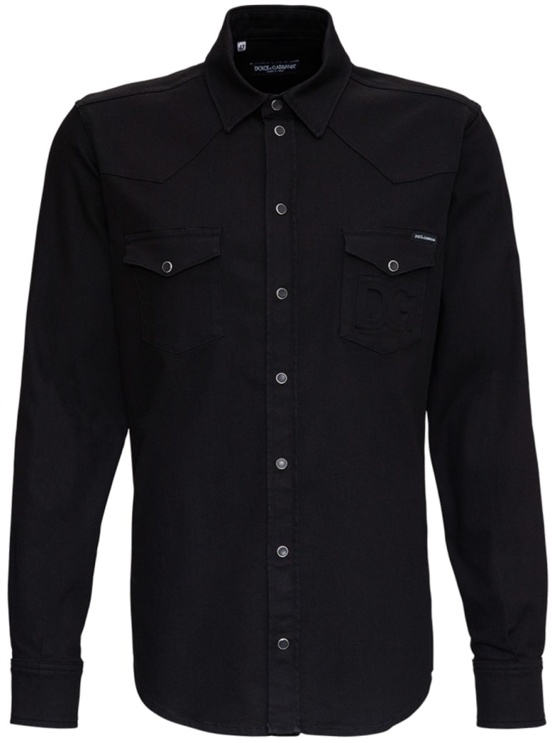 Dolce & Gabbana Black Cotton Shirt With Logo - Black