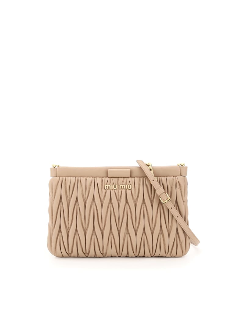 Miu Miu Quilted Nappa Clutch - Beige