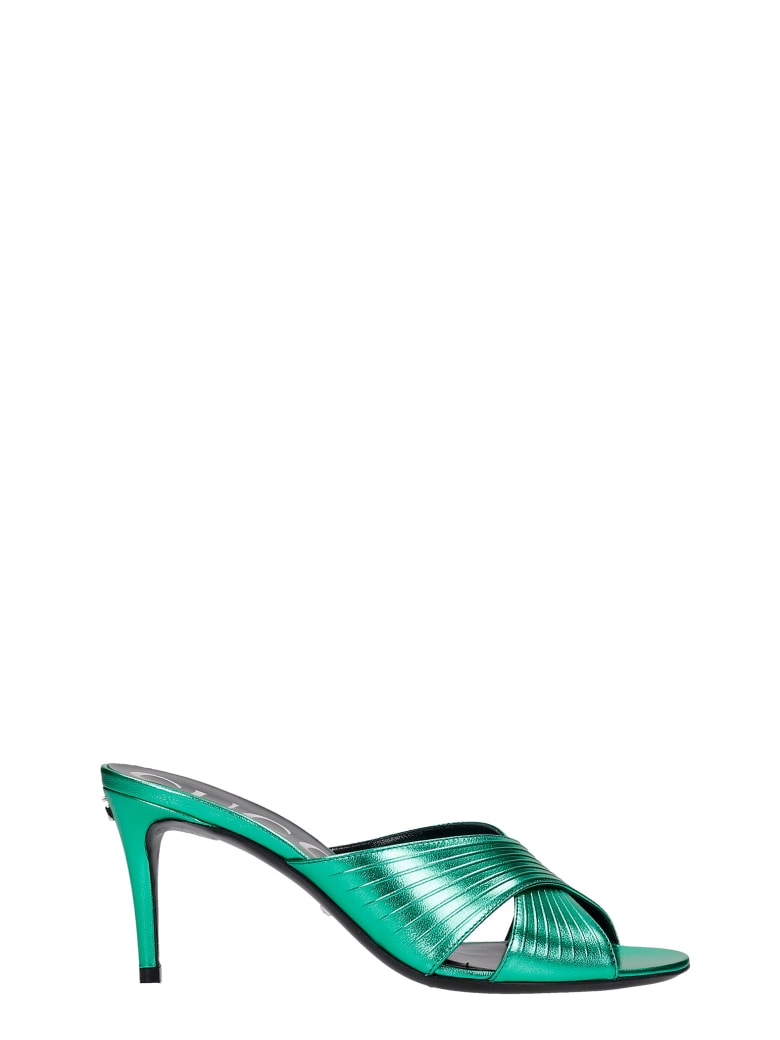 Gucci Sandals In Green Leather - green