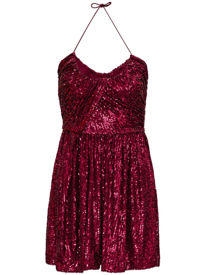 Saint Laurent Strapless Sequin Dress - Fuxia