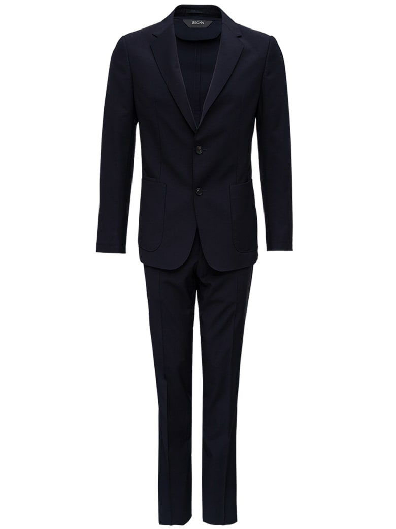 Z Zegna Single Breasted Black Wool Suit - Blu