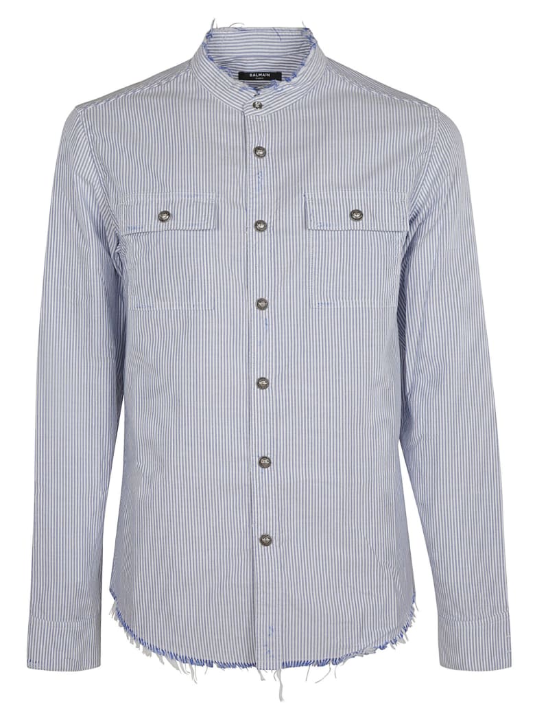 Balmain Frayed Edges Stripe Shirt - Azure