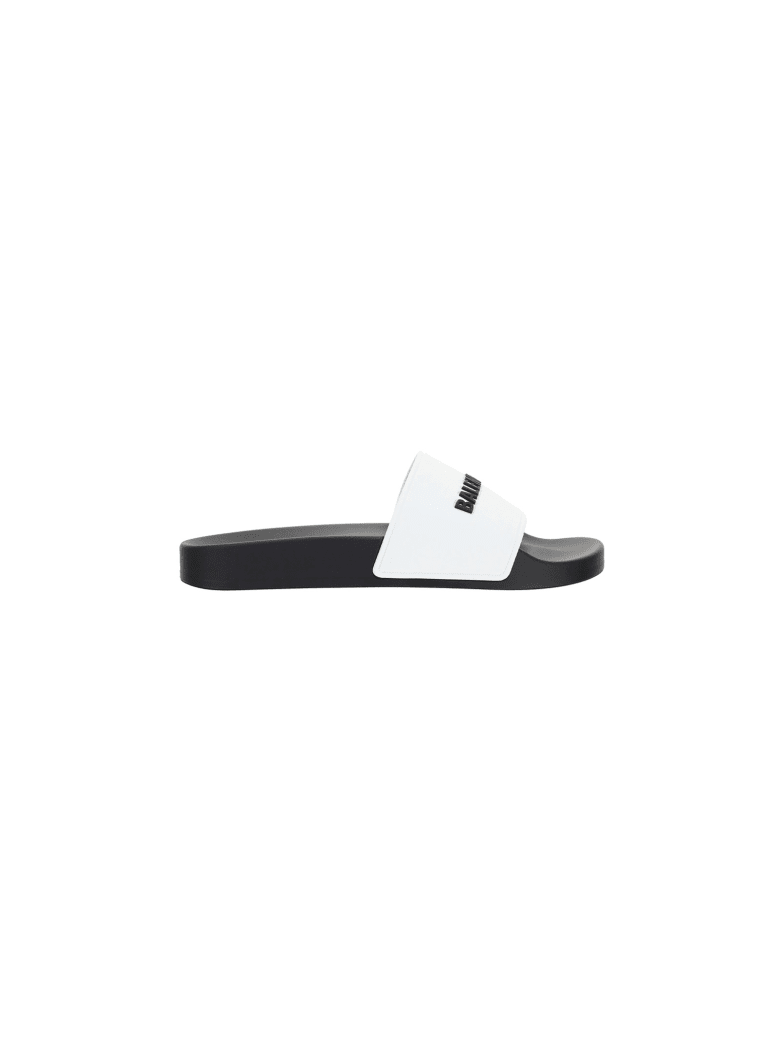Balenciaga Pool Slide Shoes - White/black