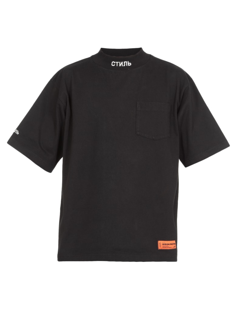 HERON PRESTON Jersey Cotton T-shirt - BLACK WHIT