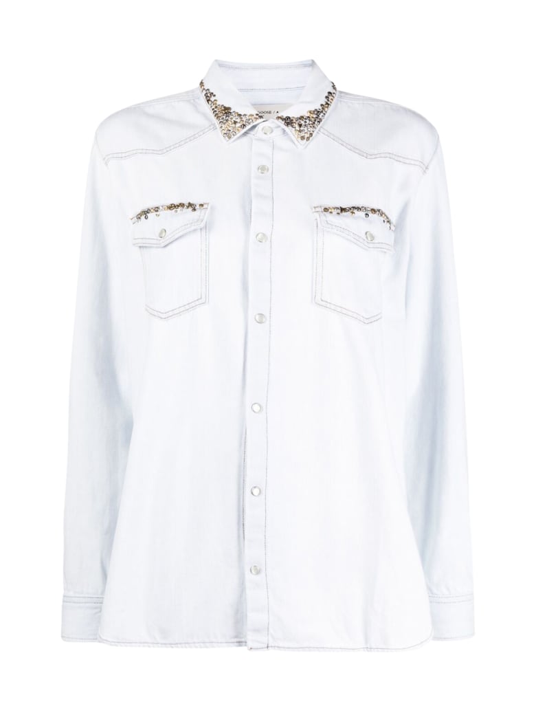 Golden Goose Shirt Axel Regular Bleached/studs - Blue