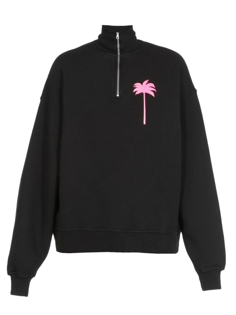 Palm Angels Palm Tree Sweatshirt - BLACK FUCHSIA