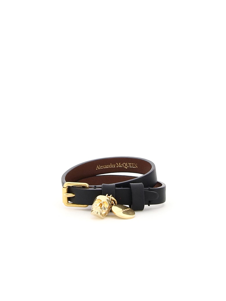 Alexander McQueen Double Wrap Skull Bracelet - BLACK