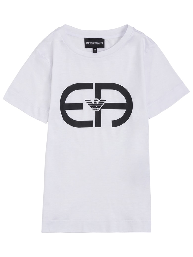 Emporio Armani Cotton Blend T-shirt With Logo Print - White