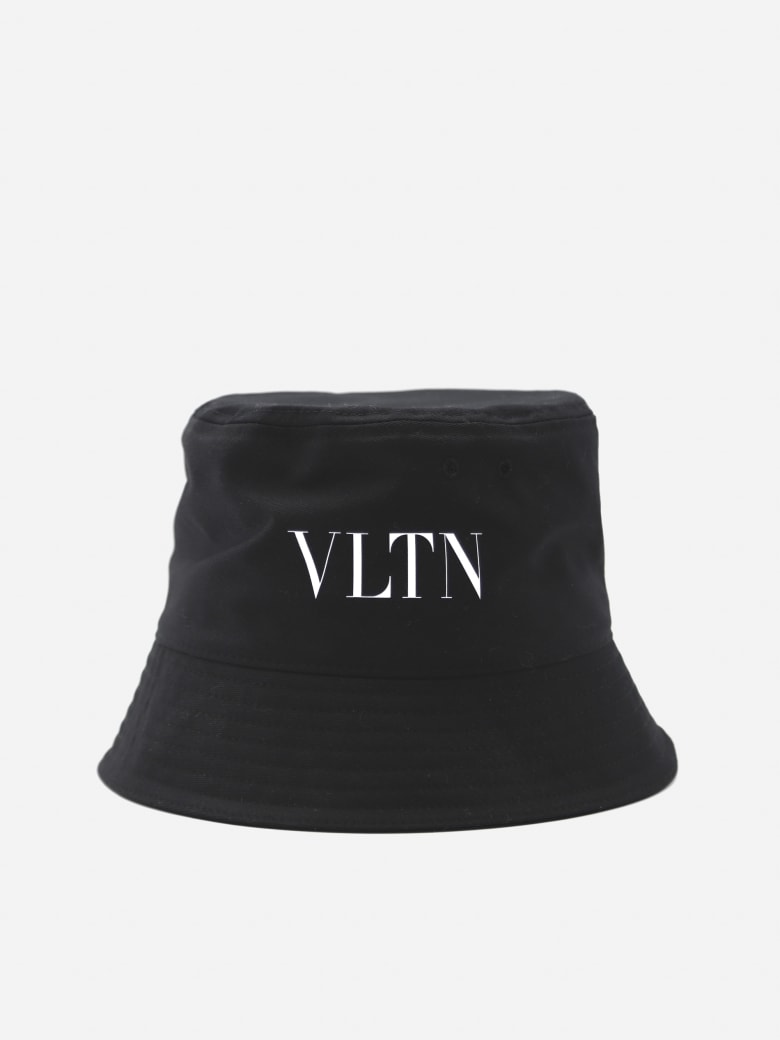 Valentino Garavani Bucket Hat In Cotton With Vltn Print - Nero