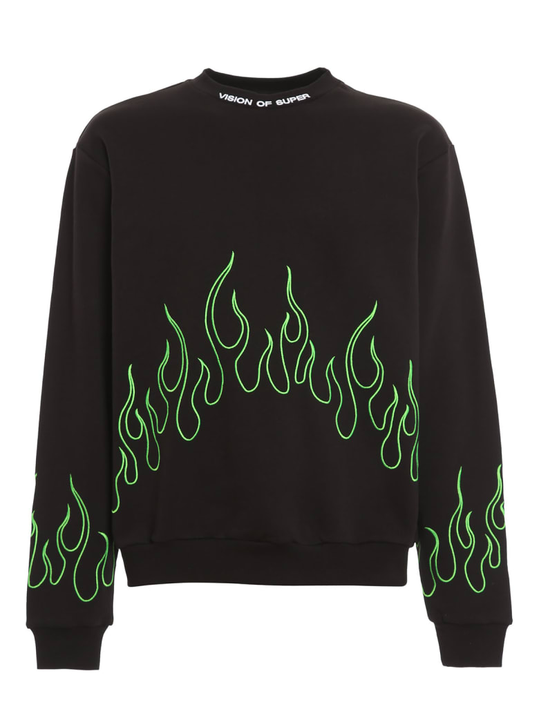 Vision of Super Crewneck Green
Embroidered Flame - Black