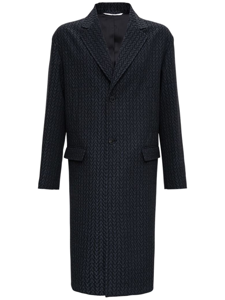Valentino Vltn Wool Long Coat - Grey