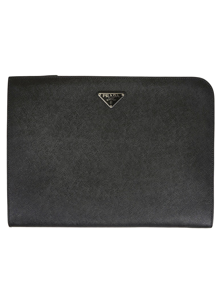 prada logo clutch