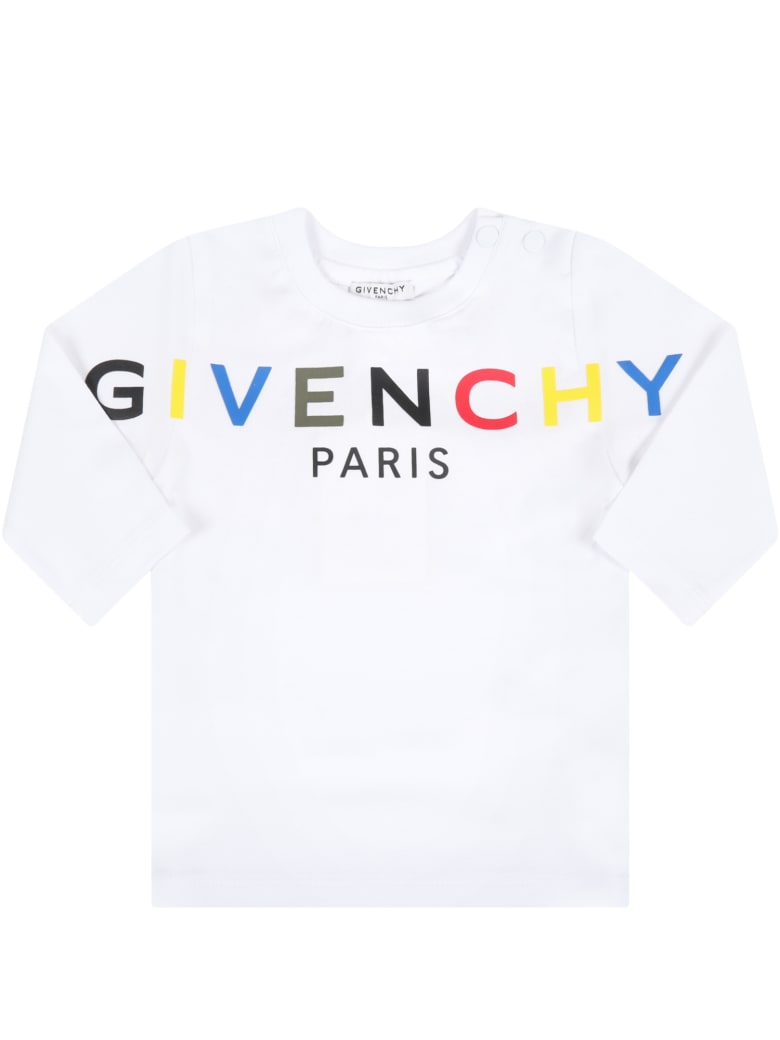 Givenchy White T-shirt For Baby Kids With Logo - White