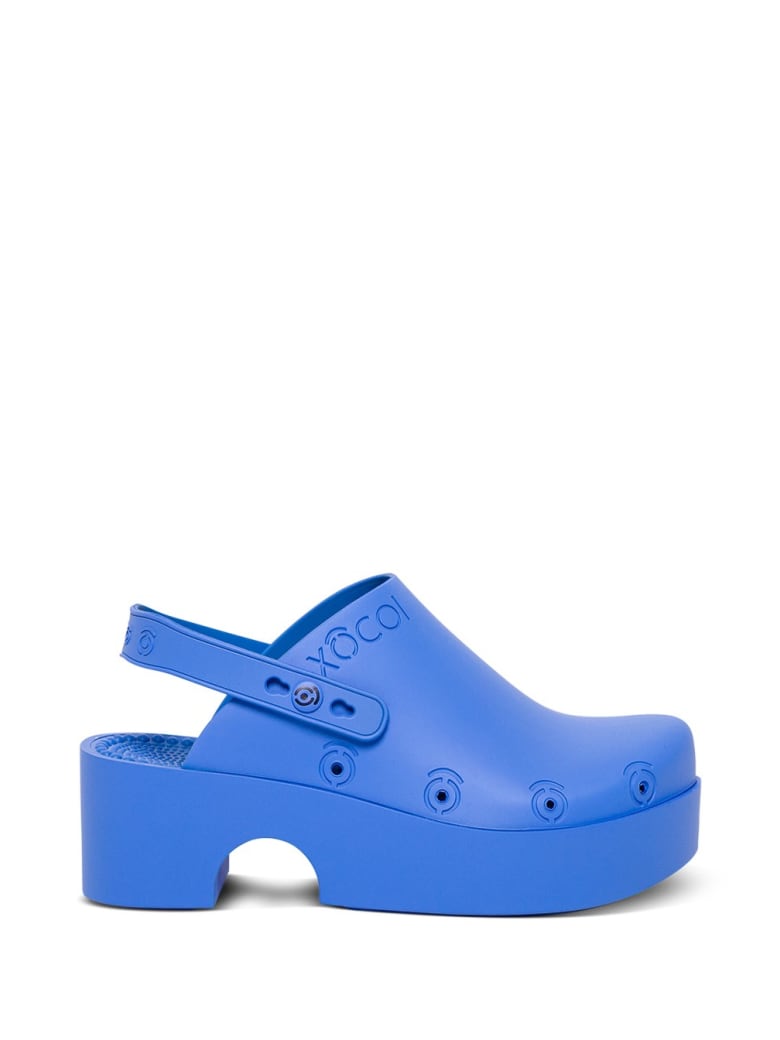 Xocoi Blue Recycled Rubber Clogs With Logo - Blu