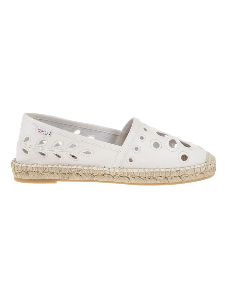 RED Valentino White Leather Espadrilles With Cut-out Detail - Latte