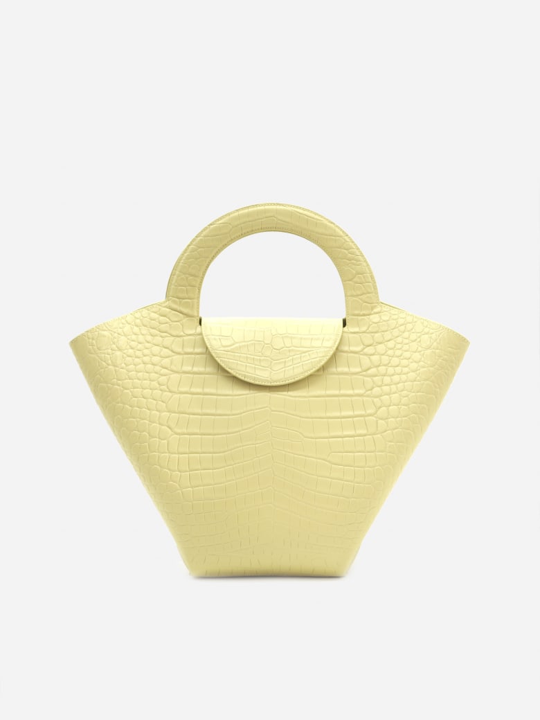 Bottega Veneta Large Doll Tote Bag In Crocodile Print Leather - Vanilla
