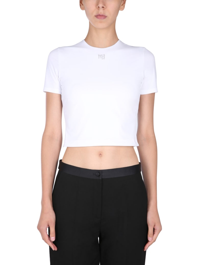 T by Alexander Wang Cropped T-shirt - BIANCO