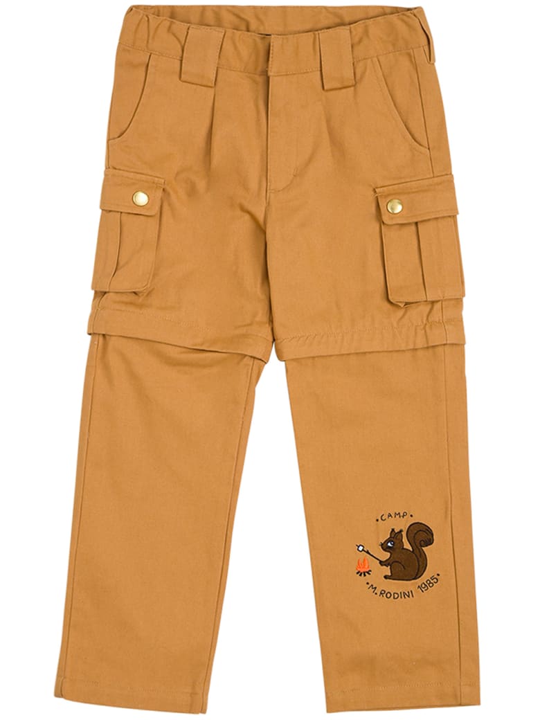 Mini Rodini Beige Cargo Cotton Pants With Print - Beige