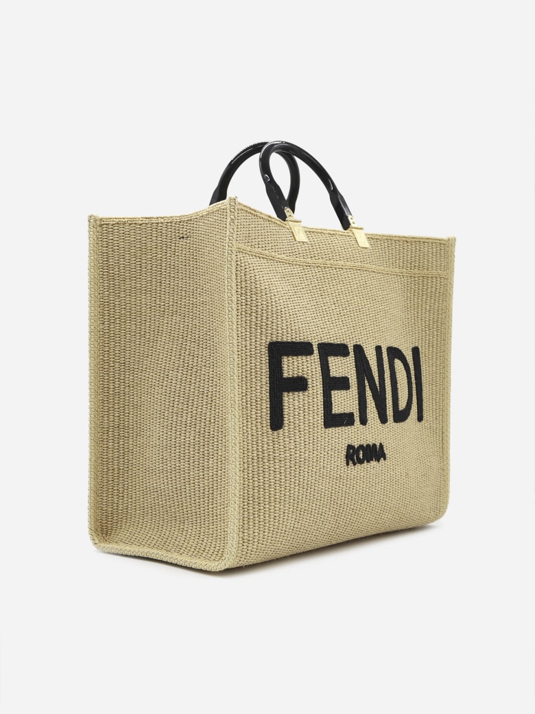 Fendi Sunshine Shopping Bag With Contrasting Embroidered Logo | italist
