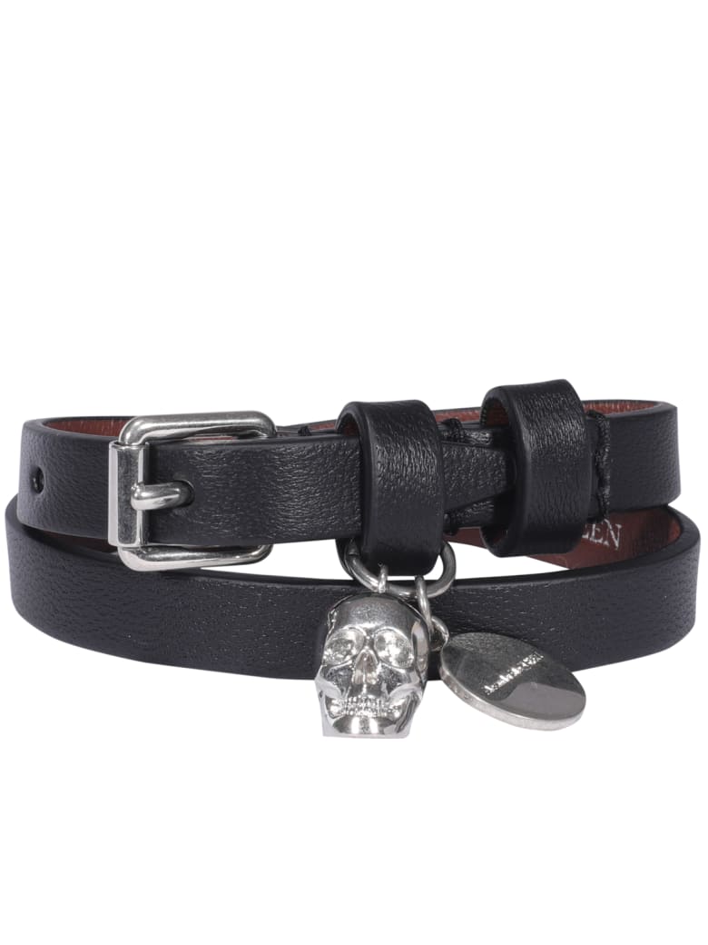 Alexander McQueen Double Wrap Skull Bracelet - Black