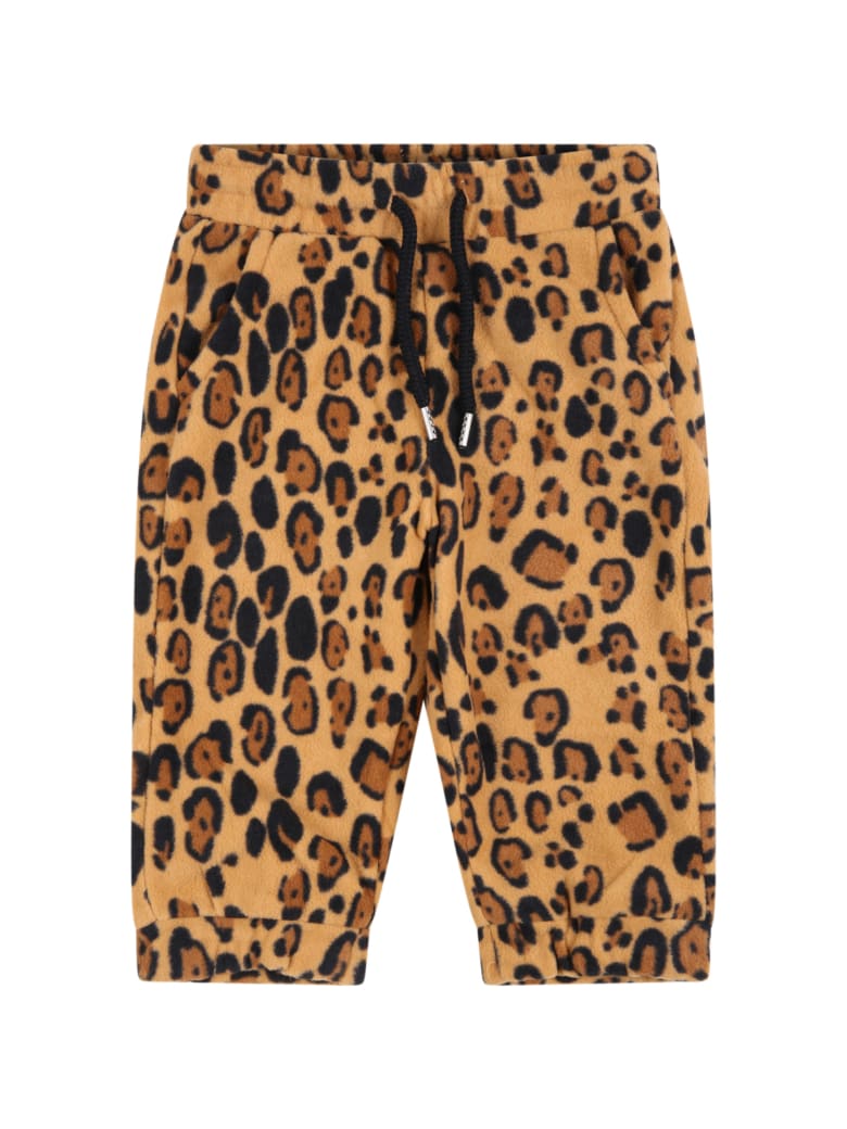 Mini Rodini Beige Sweatpants For Babykids With Leopard Print - Beige