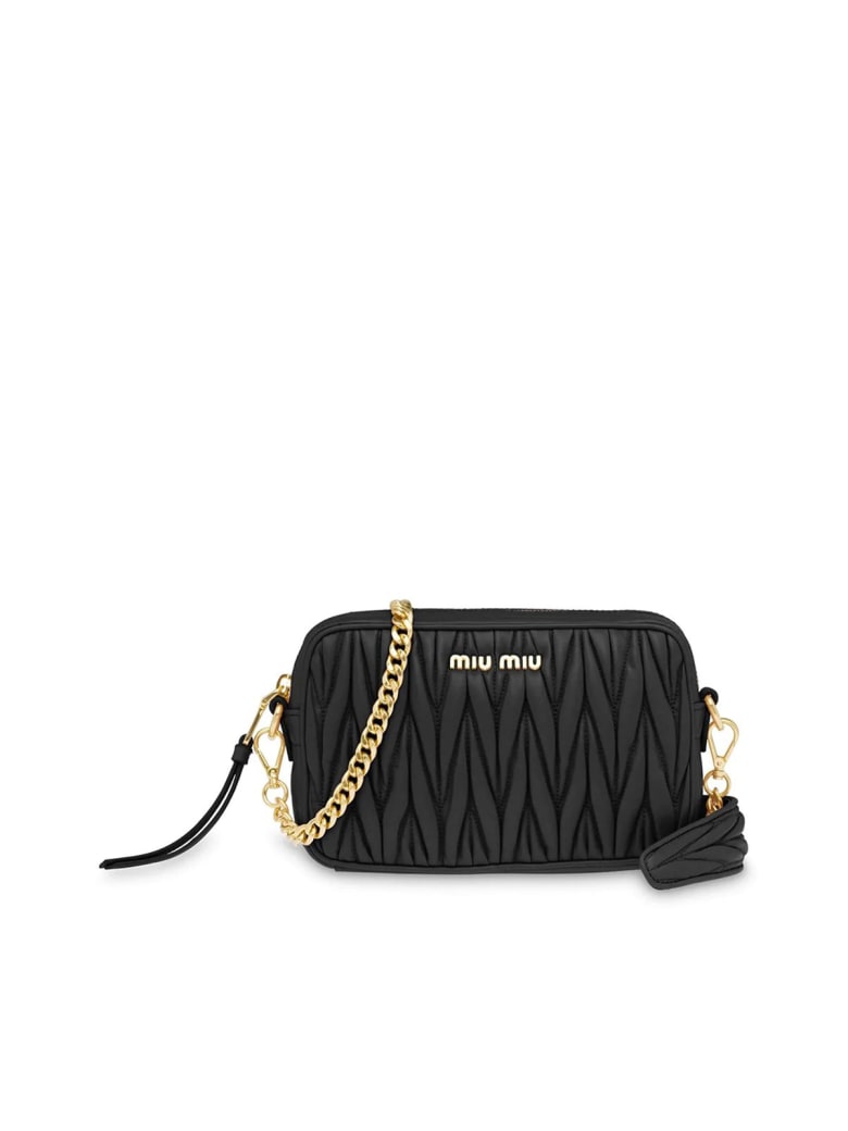 Miu Miu Matelasse` Bandoleer Bag - Black