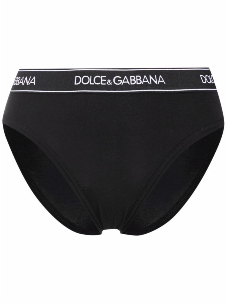 Dolce & Gabbana Regualr Black Cotton Briefs With Logo - Black