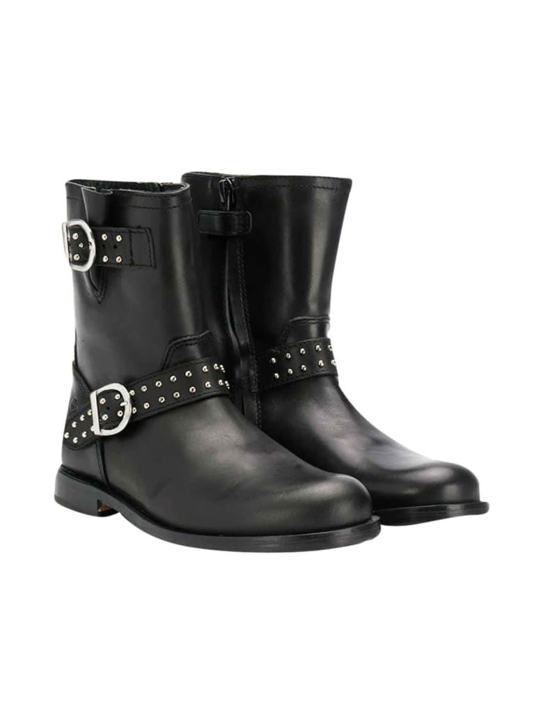 Gallucci Kids Black Ankle Boots With Straps - Nero