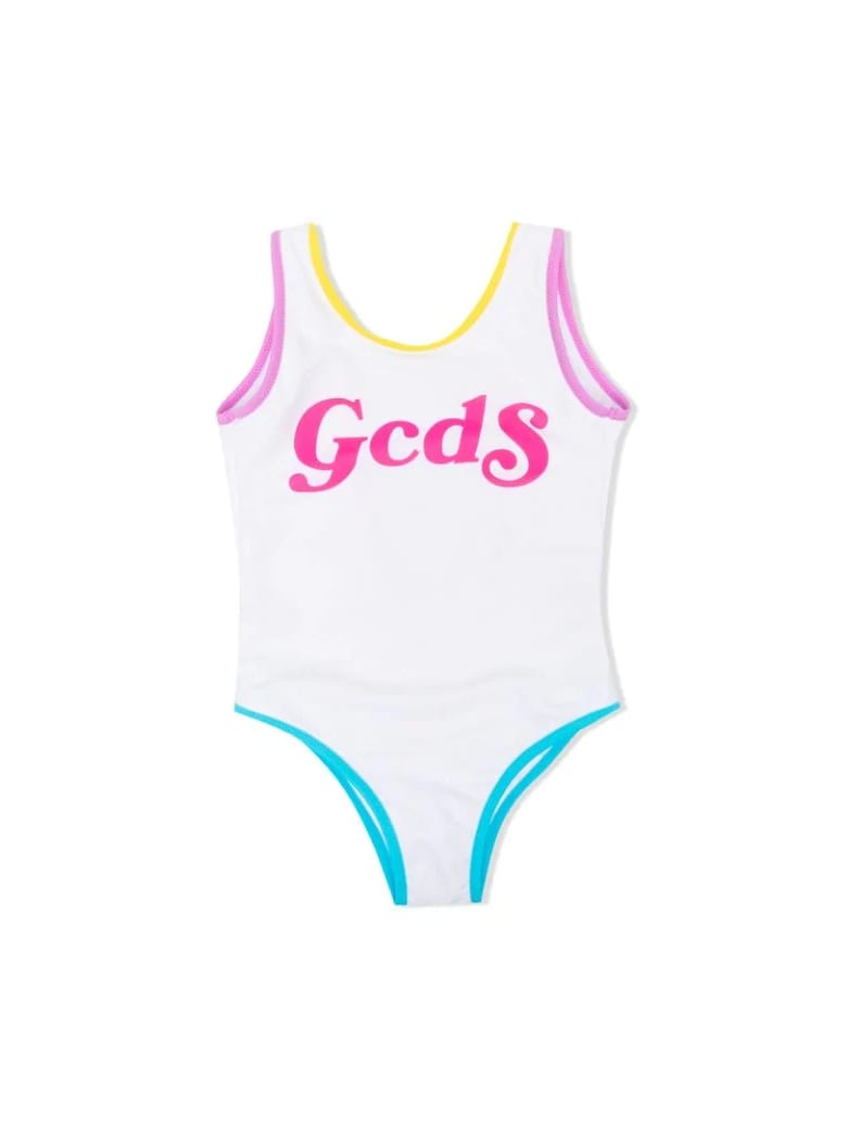 GCDS One Piece Swimsuit With Print - Bianco