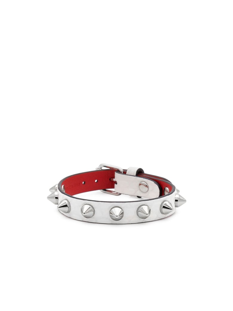 Christian Louboutin White/silver Snake Printed Loubilink Bracelet - WHITE/SILVER
