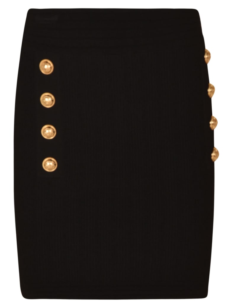 Balmain Button Embellished Short Skirt - Black