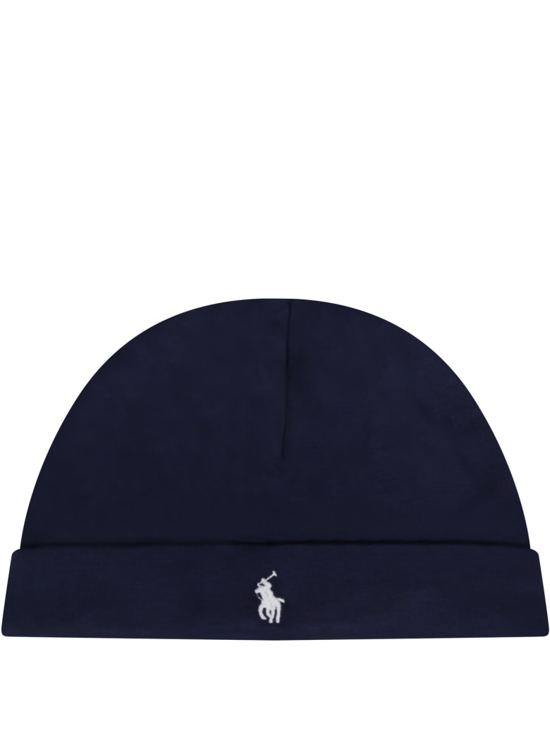 Ralph Lauren Blue Hat For Babyboy With Pony Logo - Blue