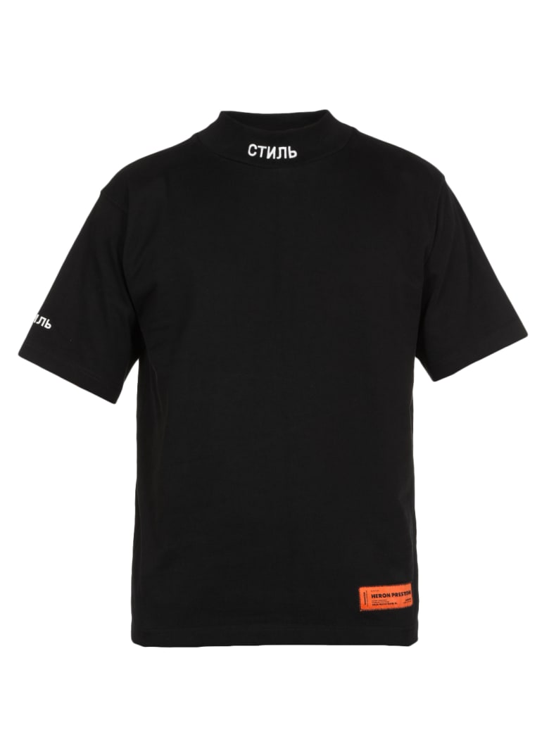 HERON PRESTON Cotton T-shirt - BLACK WHITE