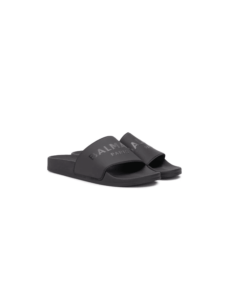 Balmain Unisex Kid Black Slippers With Logo