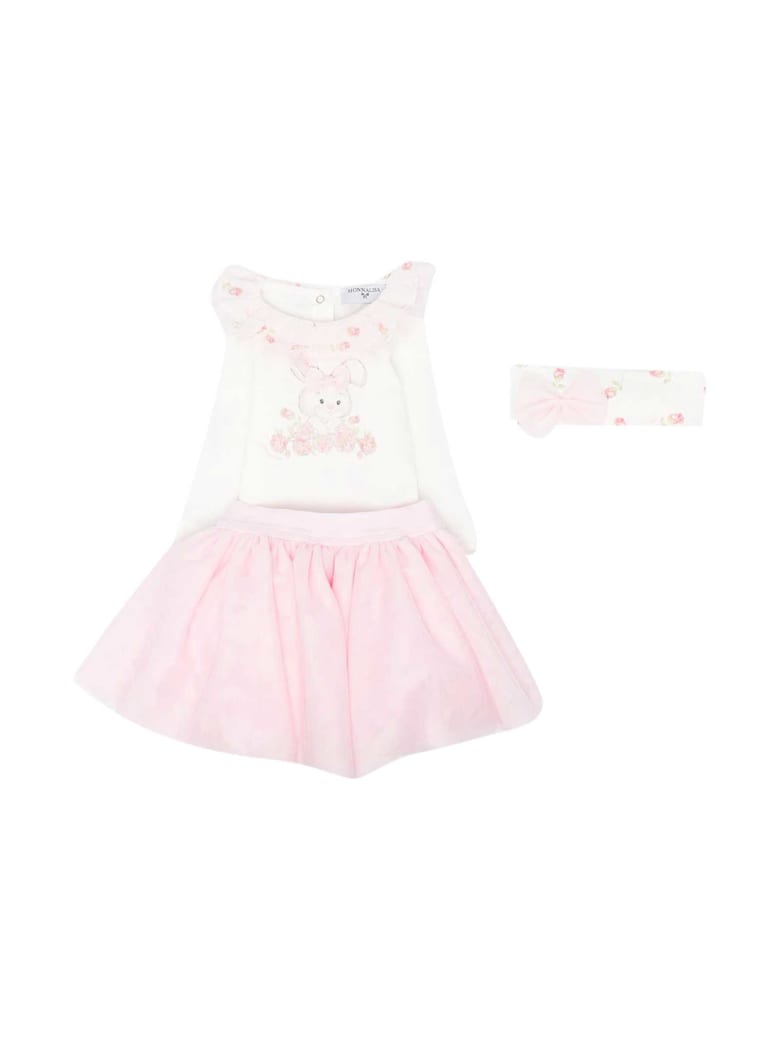 Monnalisa White Dress - Rosa