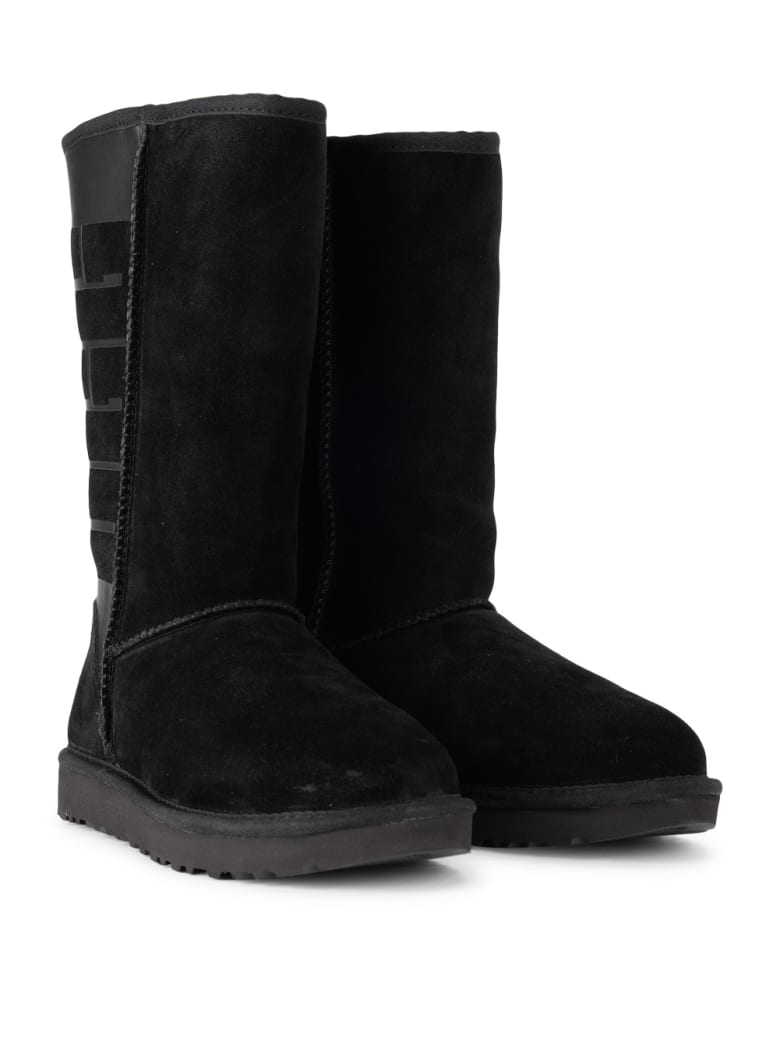 Ugg Classic Tall Black Leather And Sheepskin Boots | italist