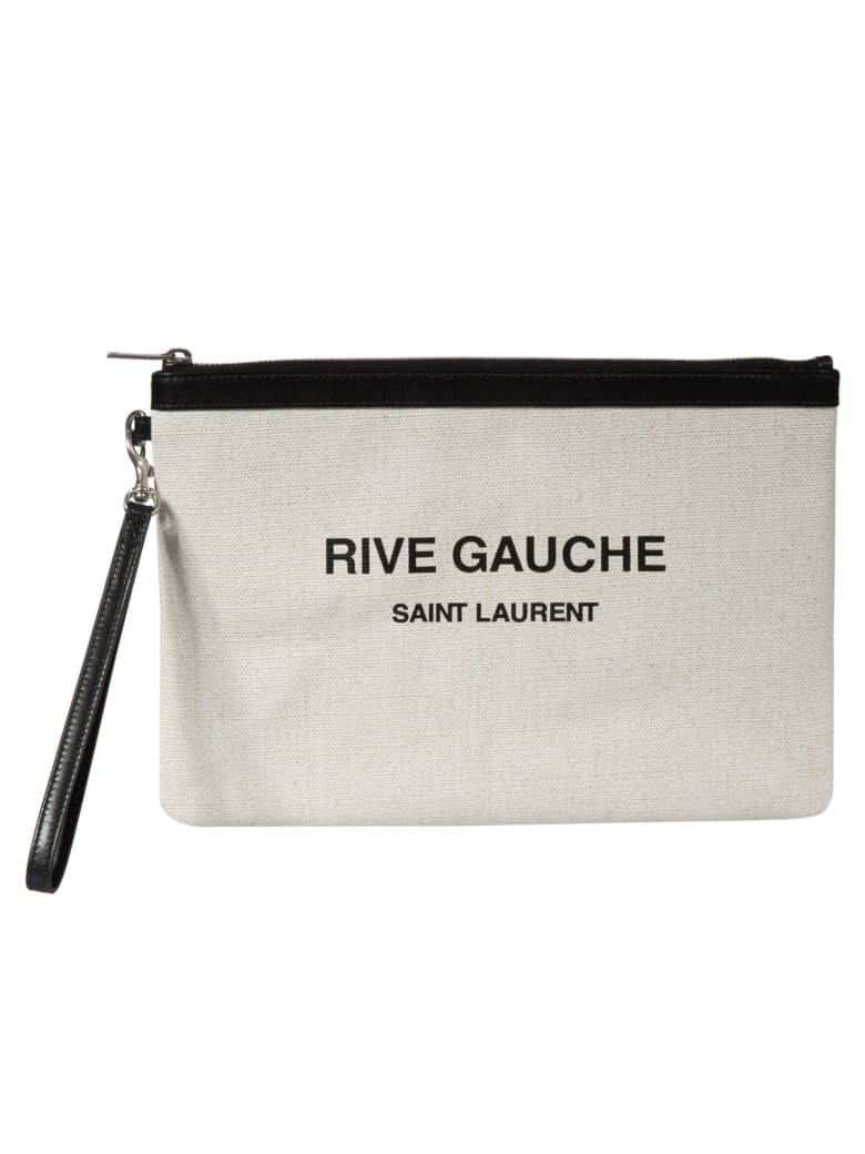 Saint Laurent Rive Gauche Clutch - White/Black