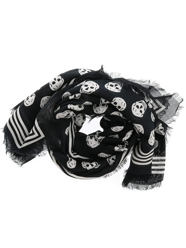 Alexander McQueen Skull Foulard - Black/ivory