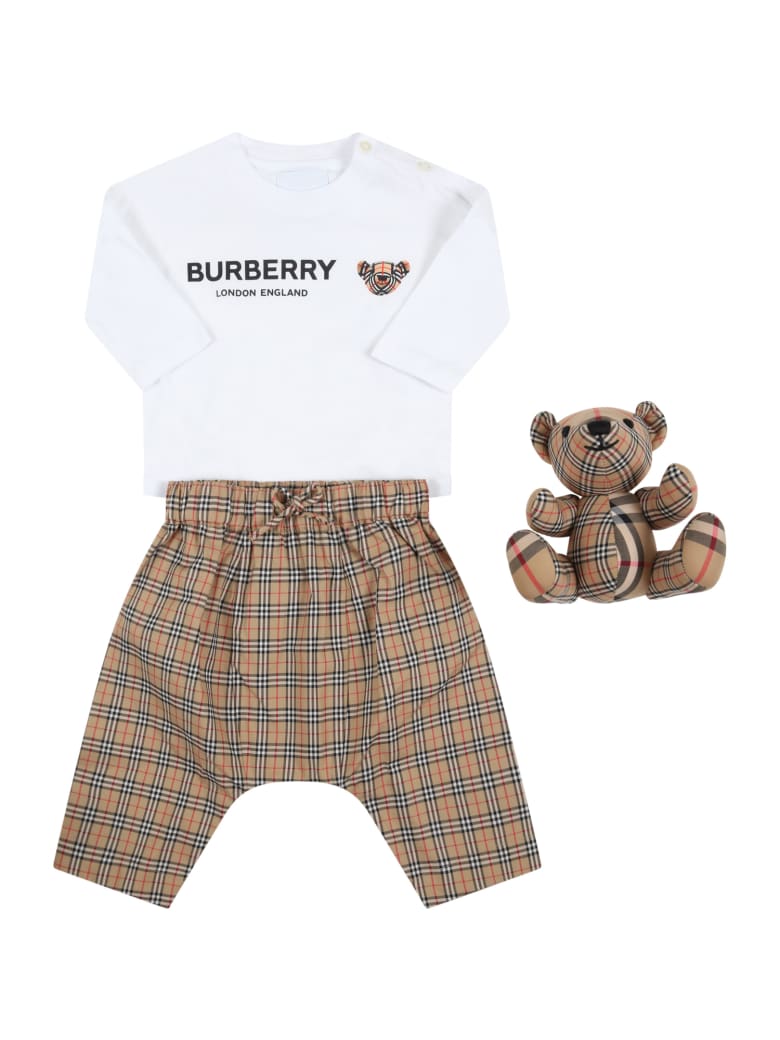 Burberry Multicolor Set For Baby Boy - Beige